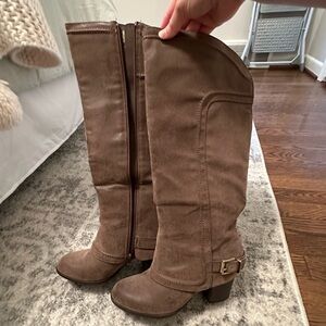 Brown faux suede boots